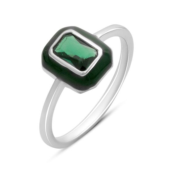 Silver ring with phianites, semallu