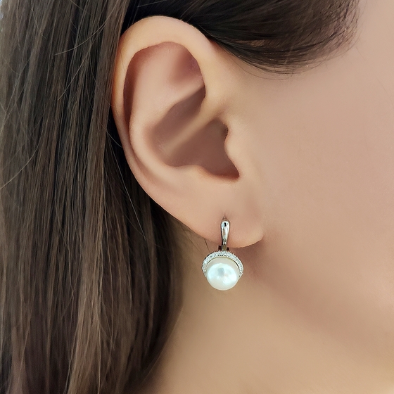 Silver earrings with pearls 7ct