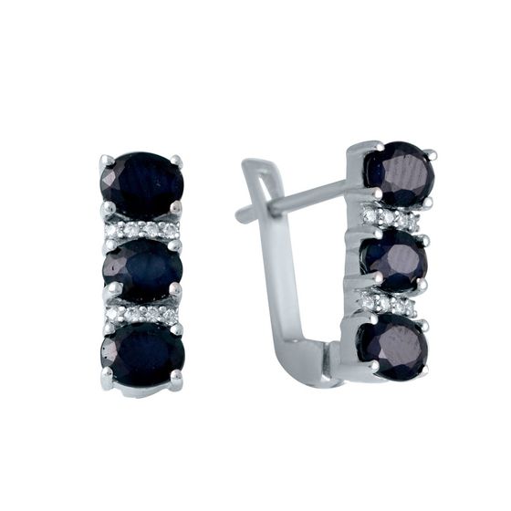 Silver Earrings with a 2.894-carat Sapphire