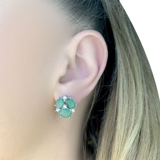 Серебряные серьги с изумрудом 6.474ct