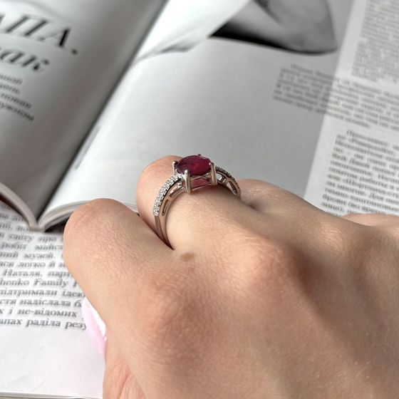 Silver ring with a ruby