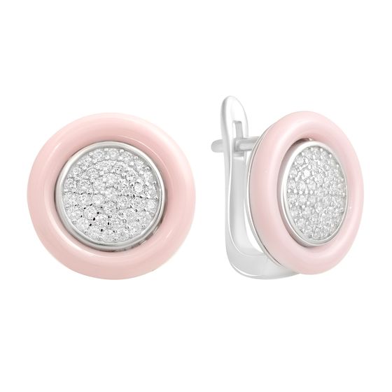 Silver earrings with ceramics, fianites