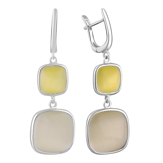 Silver cat eye earrings 28.36ct