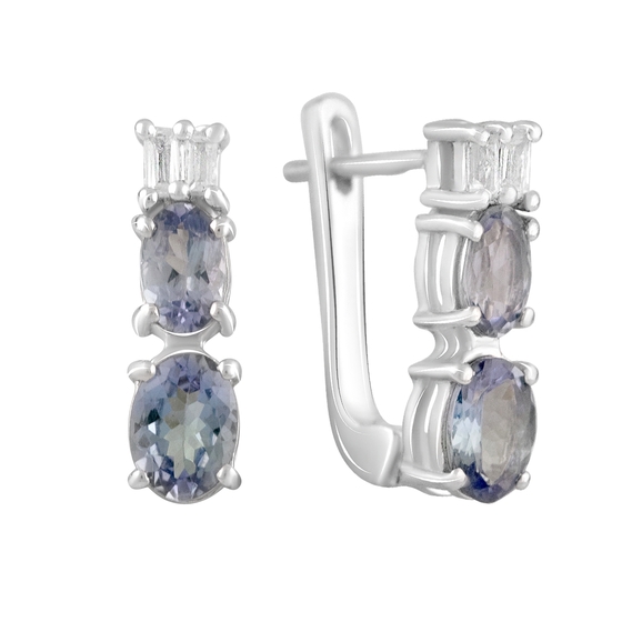 Silver earrings with 2.56ct tanzanite, white topaz