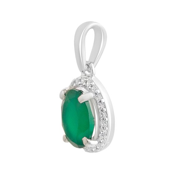 Silver pendant with 1.398 ct agate and cubic zirconia