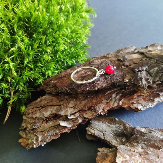 Silver ring with coral