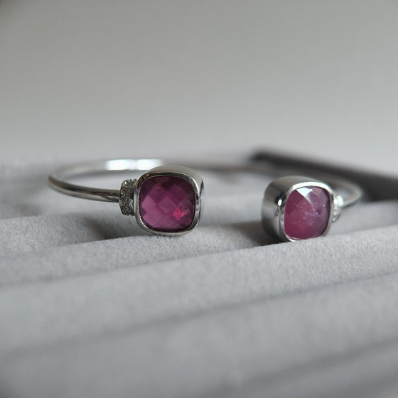 Silver bracelet with a 9.699ct ruby and cubic zirconia