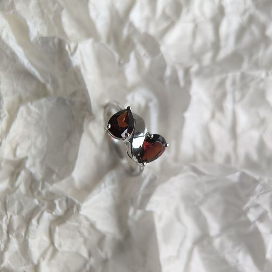 Silver ring with garnet