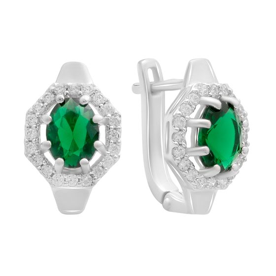 Silver earrings with emerald nano 2.802ct