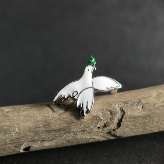 Silver brooch with enamel