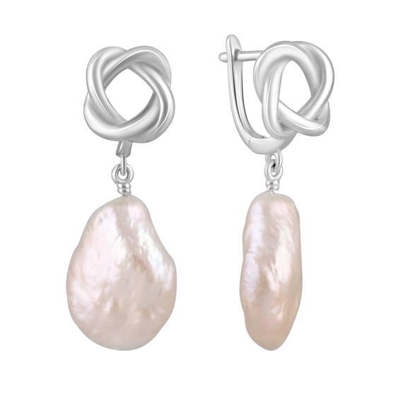 Silver earrings with baroque pearls