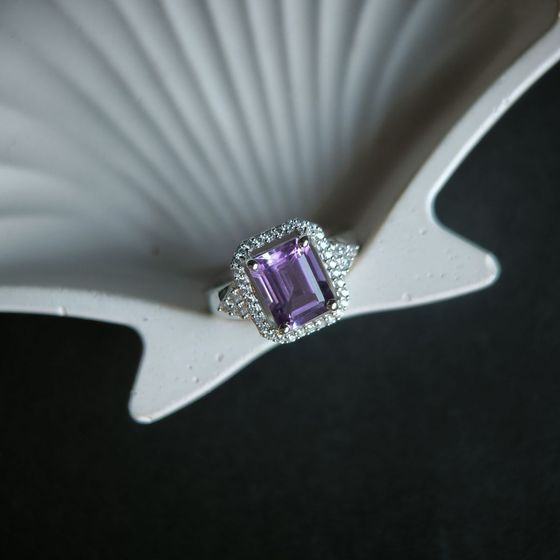 Silver ring with amethyst