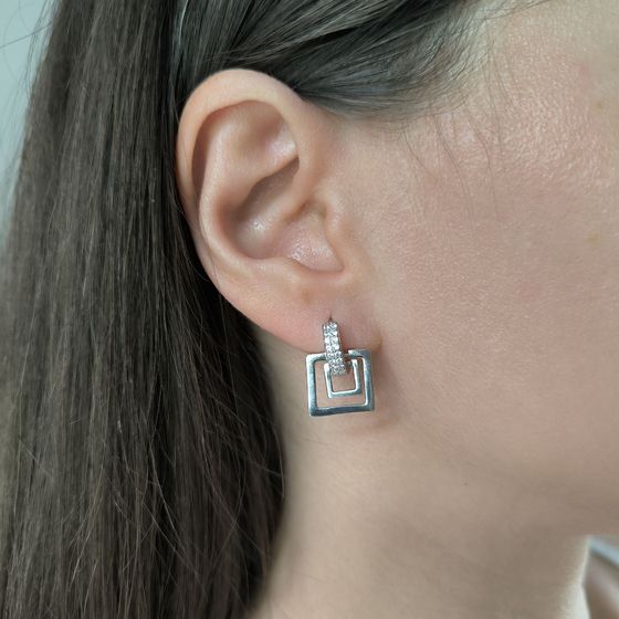 Silver Earrings with Fianites