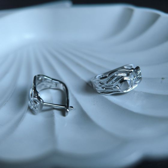 Silver earrings without stones