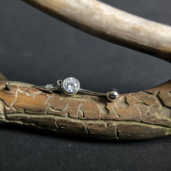 Silver piercing with phianites