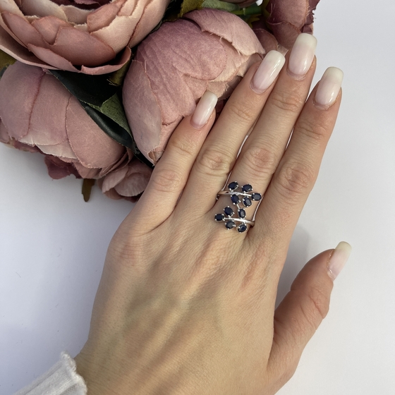 Silver ring with sapphire
