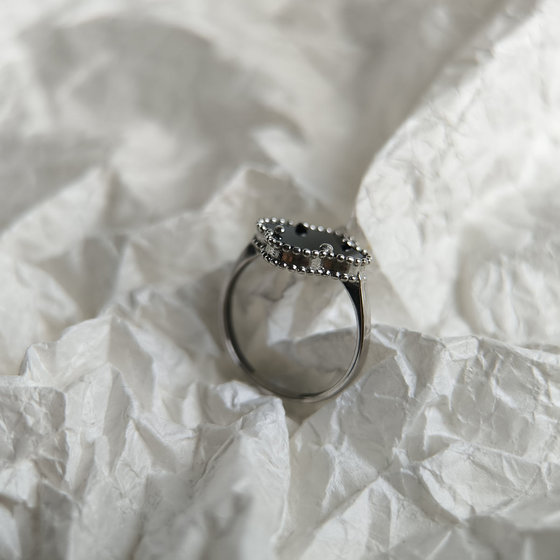 Silver ring with onyx