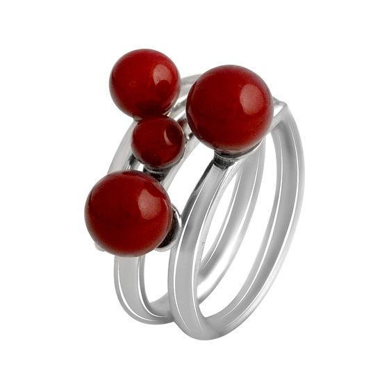 Silver ring with coral