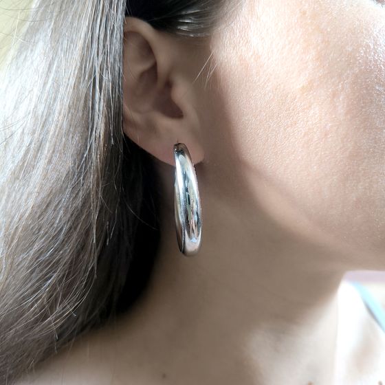 Silver earrings without stones