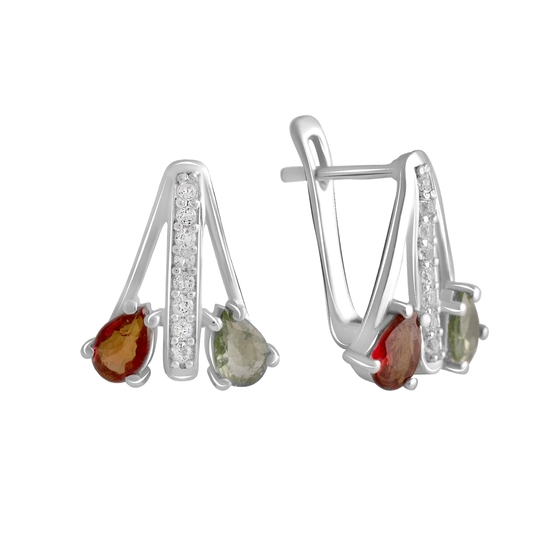 Silver earrings with sapphire, white topaz