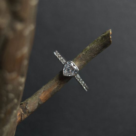 Silver ring with cubic zirconia