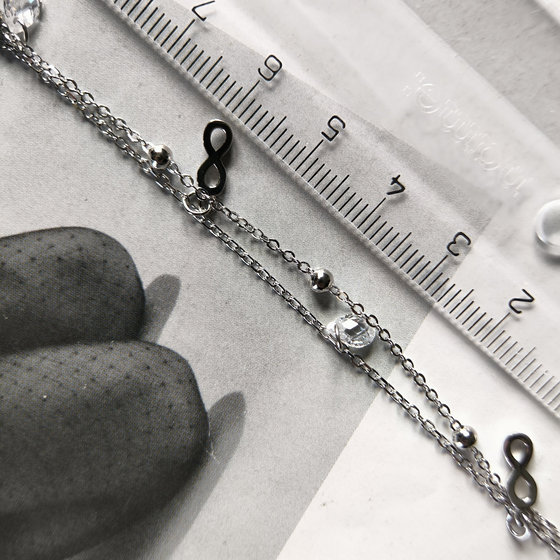 Silver anklet with cubic zirconia