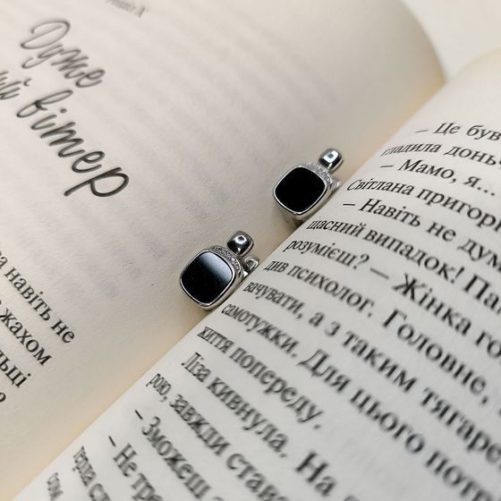 Silver earrings with onyx