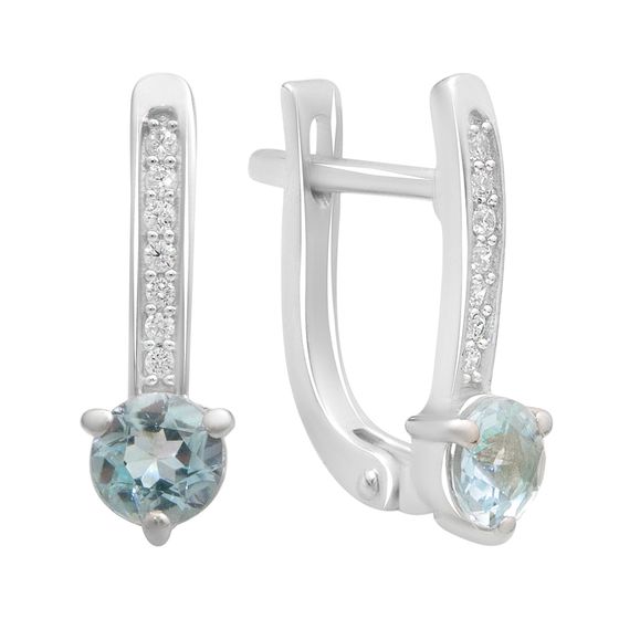 Срібні сережки з топазом 1.211ct, фіанітами