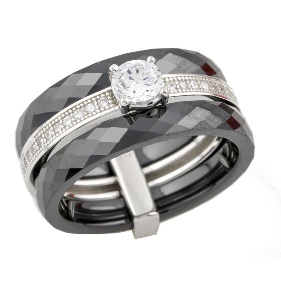 Silver ring with ceramics