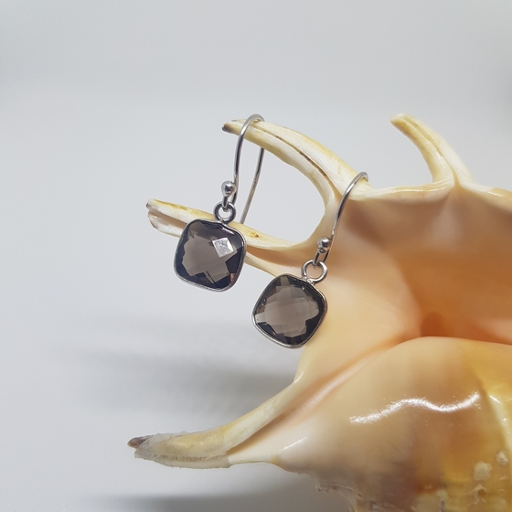 Серебряные серьги с раухтопазом (дымчатым кварцем) 5.32ct