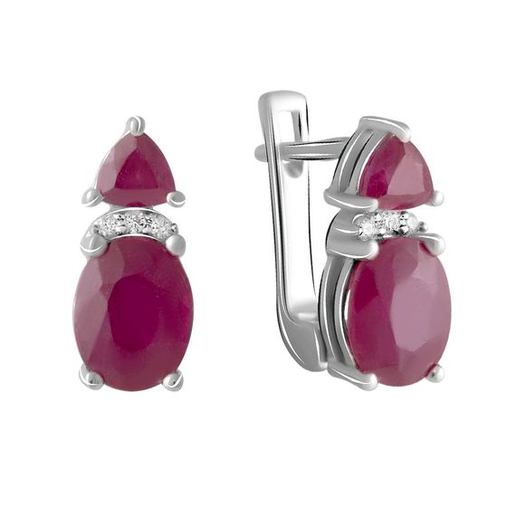 Silver Earrings with a 4.274-carat Ruby