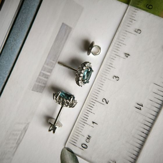 Silver Earrings with London Blue Topaz, 1.456 ct