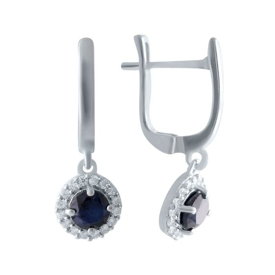 Silver Earrings with a 2.086-carat Sapphire