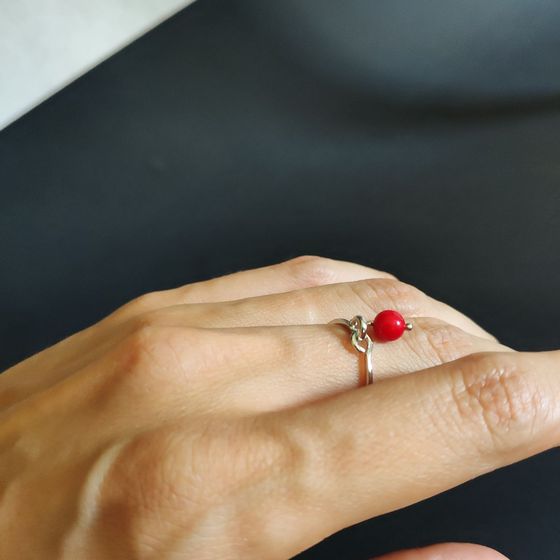 Silver ring with coral