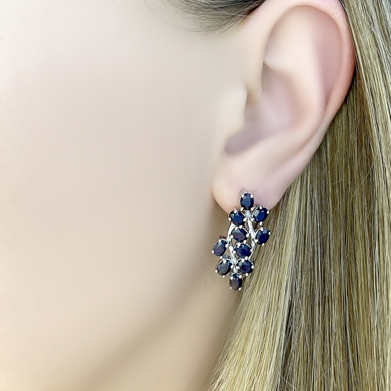Silver earrings with sapphire