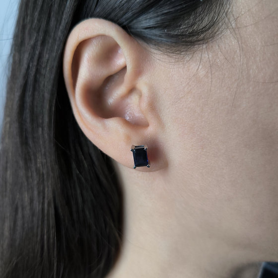 Silver earrings with nano sapphire 1.675ct