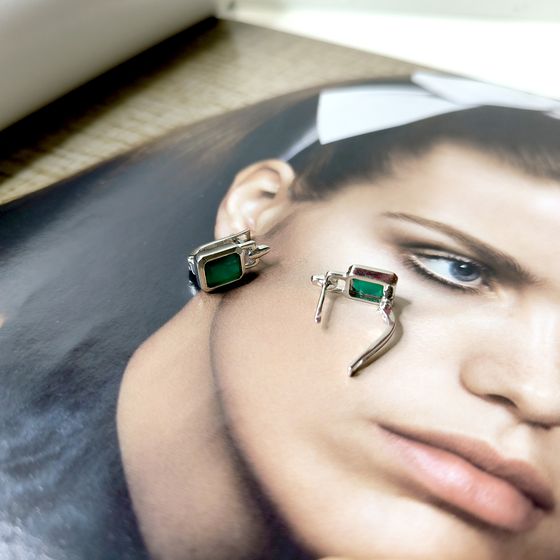 Silver Earrings with Agate, 2.867 ct