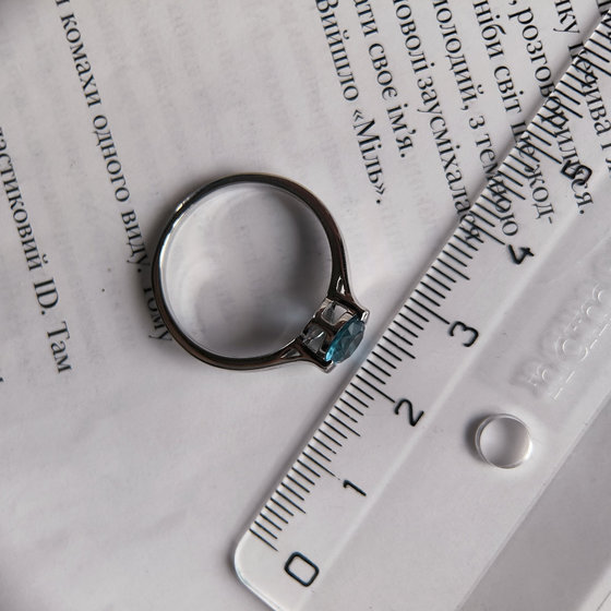 Срібна каблучка з топазом Лондон Блю 0.832ct