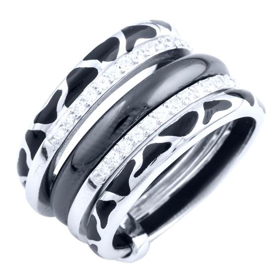 Silver ring with ceramics