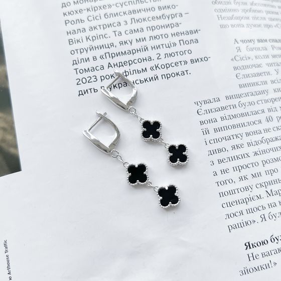 Silver earrings with onyx