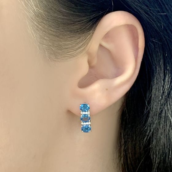 Серебряные серьги с топазом Лондон Блю 2.094ct