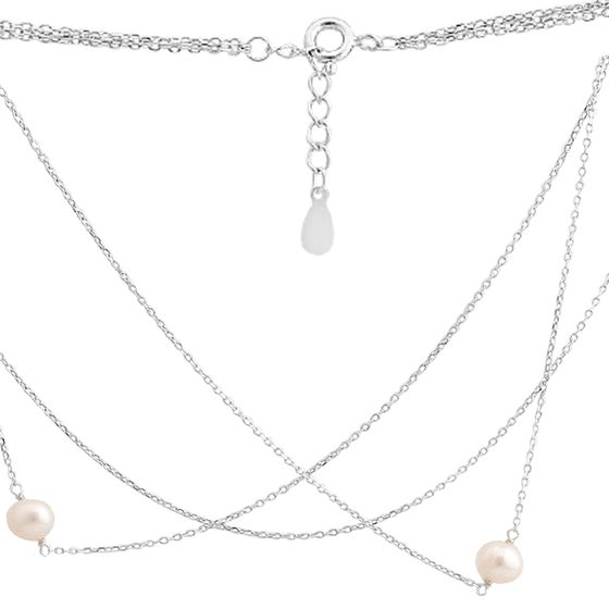 Silver necklace with baroque pearls