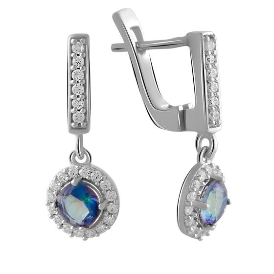 Silver earrings with a 1.36-carat mystic topaz