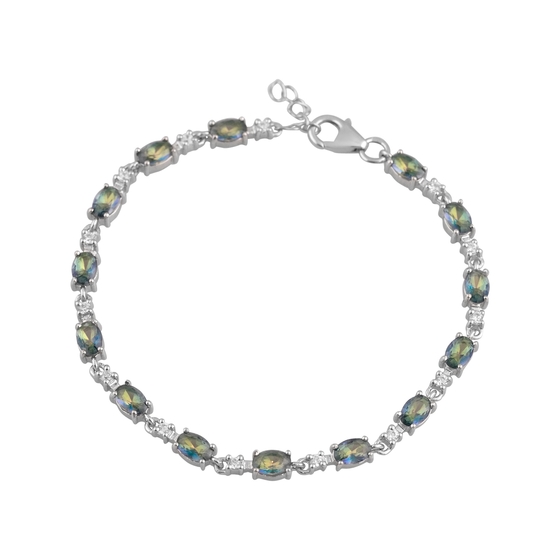 Silver bracelet with a 4.838-carat mystic topaz