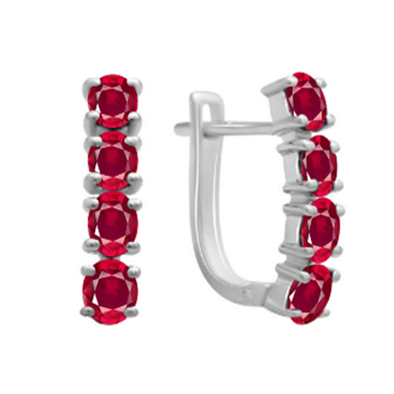 Silver earrings with a 2.938-carat ruby