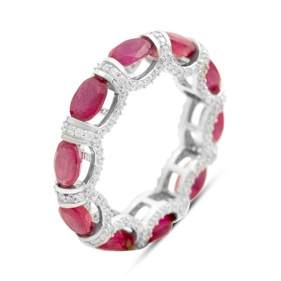 Silver ring with ruby 8.664ct, cubic zirconia
