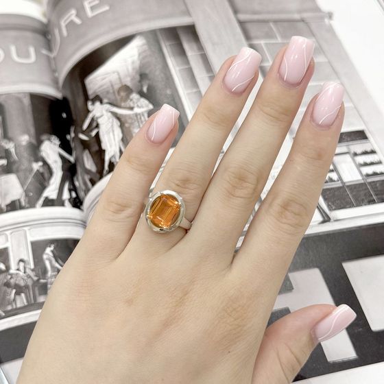 Silver ring with gold quartz 3.388ct