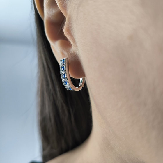 Silver earrings with nano sapphire 1.187ct