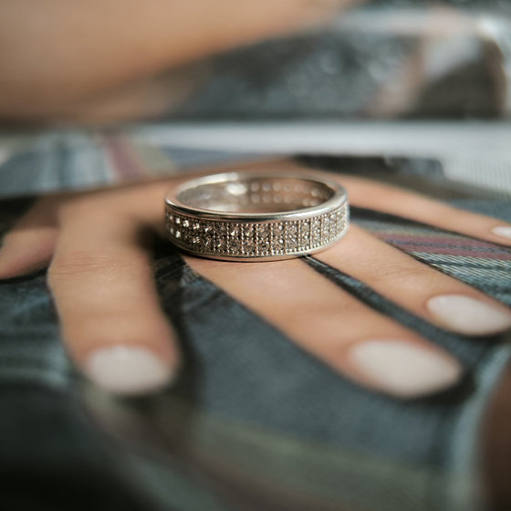 Silver ring with cubic zirconia