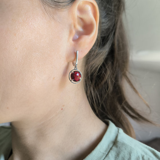 Silver Earrings with Nano Garnet 6.852ct